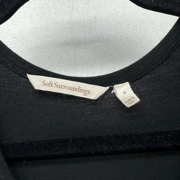 Soft Surroundings Dress Size S Floral Embroidered Maxi Boho Fit & Flare Black - Picture 9 of 13